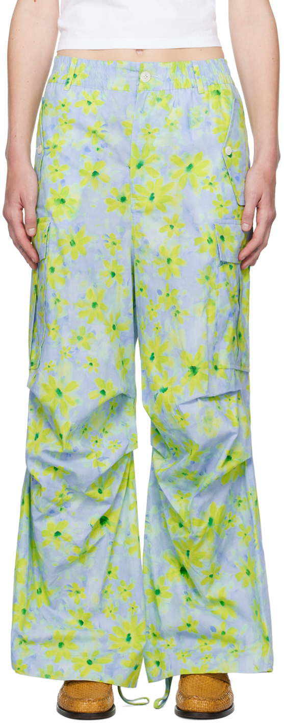 Blue Floral Cargo Pants