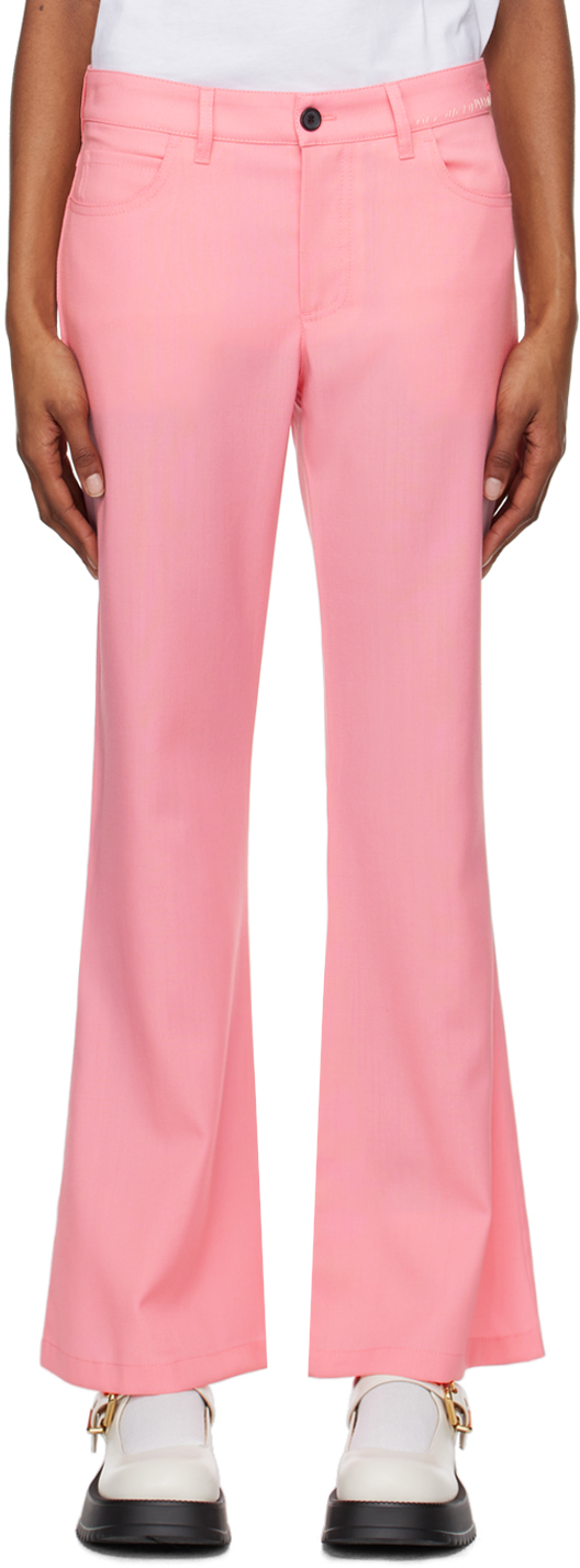 Shop Marni Pink Flared Trousers In 00c13 Pink Gummy