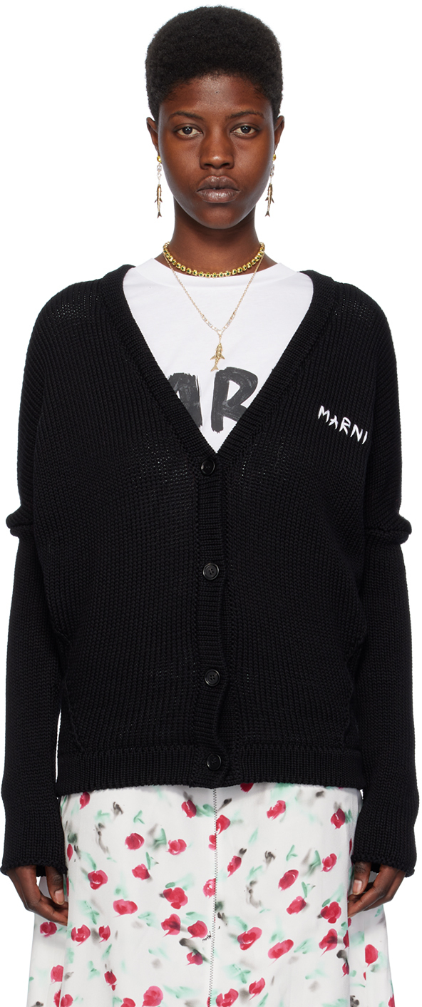 Shop Marni Black Buttoned Cardigan In 00n99 Black
