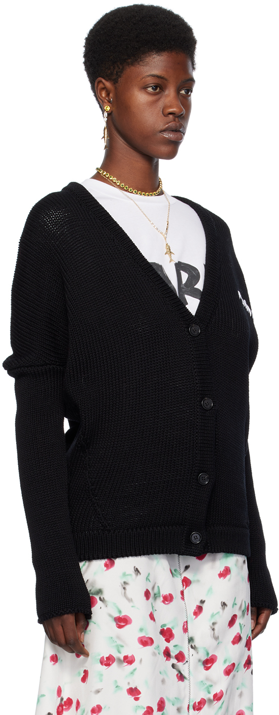 Marni Logo-embroidered Cotton Cardigan In 00n99 Black