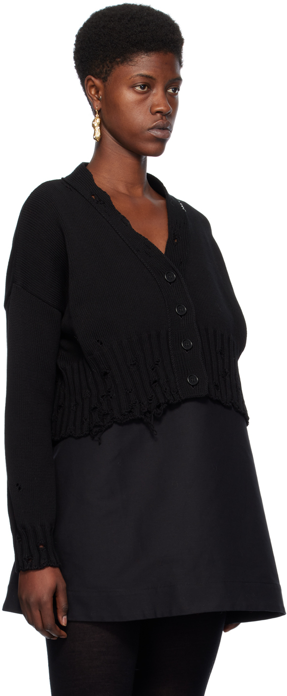 Marni Black Disheveled Cardigan In 00n99 Black