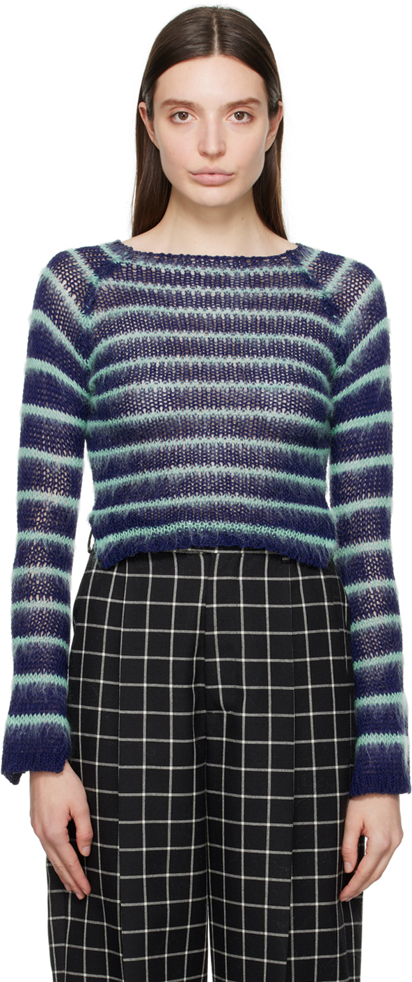 Pull Bleu Avec Bas Rayé Nygard Taille 1X (plus Size) - Neuf Avec étiquettes (prix Origine 98€)