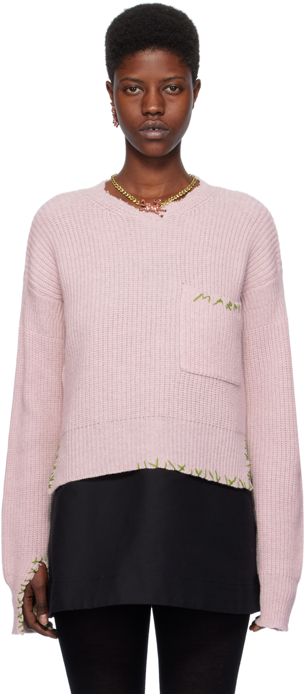 Marni Pink Mouliné Sweater In 00c17 Azalea