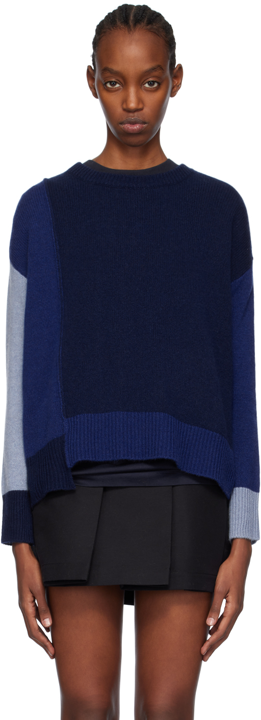 Marni Blue Color Block Sweater In Blb60 Ocean