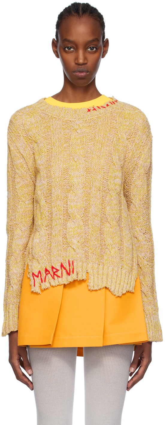 Shop Marni Yellow Distressed Sweater In Mly56 Maize