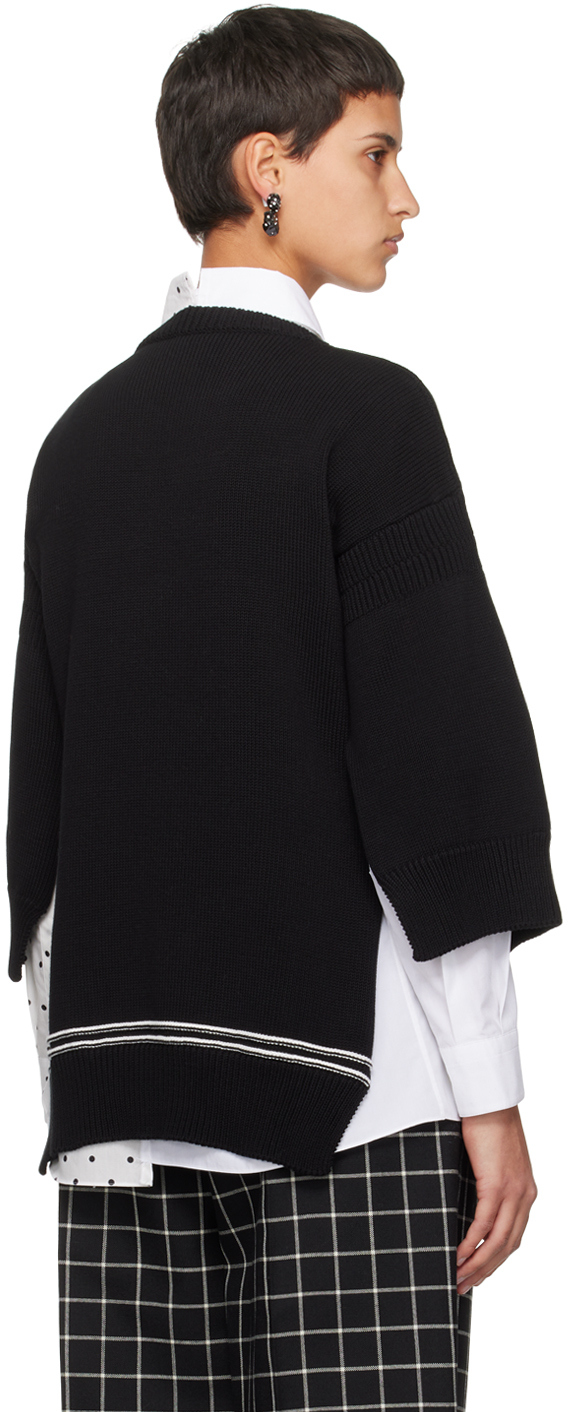 Marni Logo Intarsia Knitted Crewneck Jumper In 00n99 Black