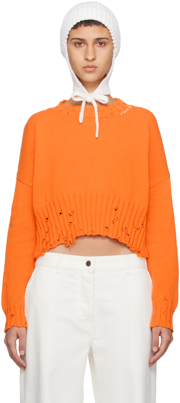 Orange cropped sweater best sale