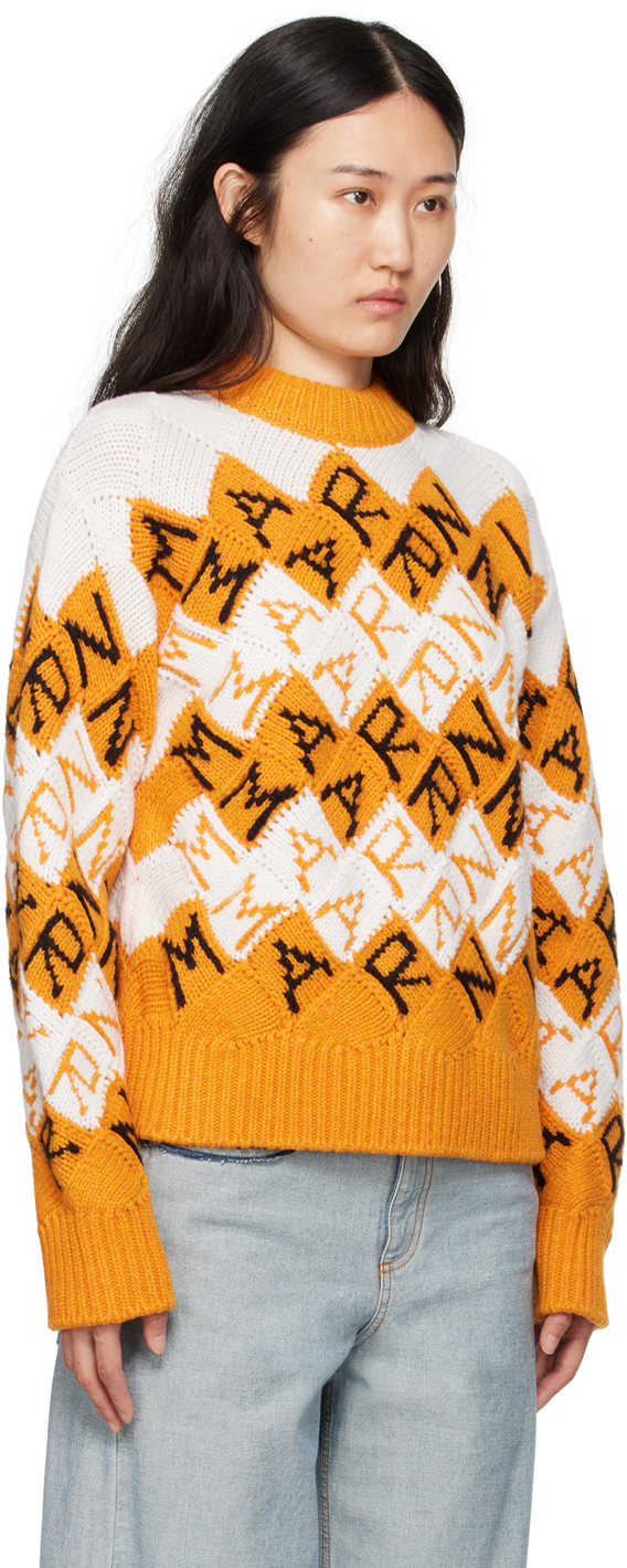 Marni Orange & Off-white 3d Blocks Sweater In Blr31 Light Orange