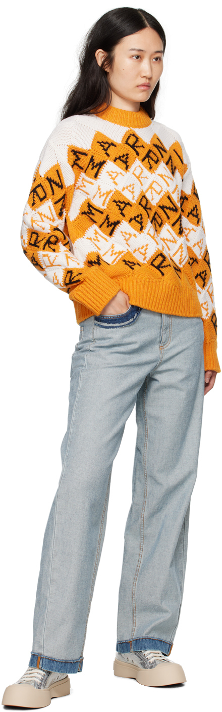 Marni Orange & Off-white 3d Blocks Sweater In Blr31 Light Orange