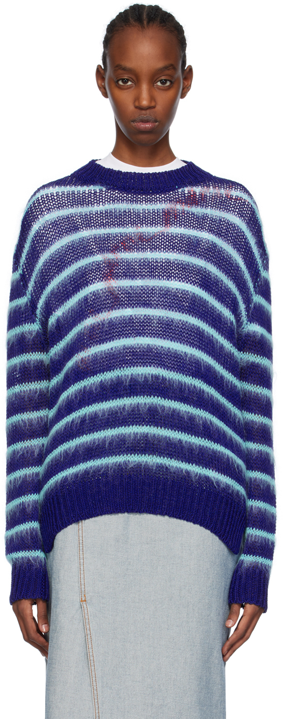 Marni Blue Striped Sweater In Rgb94 Blumarine