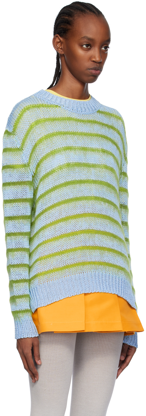 Marni Blue & Green Striped Sweater In Rgb50 Iris Blue