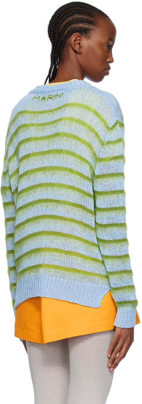 Marni Blue & Green Striped Sweater In Rgb50 Iris Blue