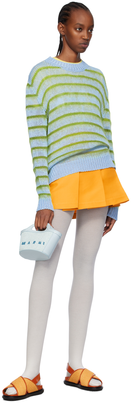 Marni Blue & Green Striped Sweater In Rgb50 Iris Blue