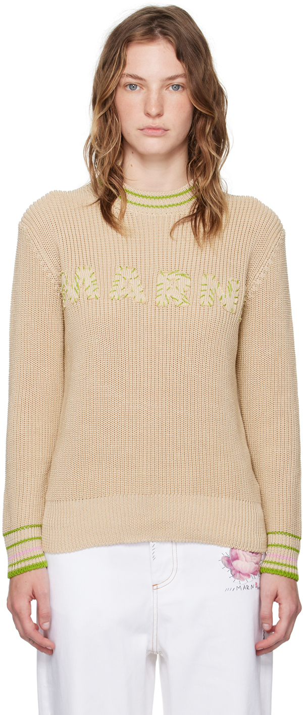 Marni Beige '' Patches Sweater In 00w06 Ivory