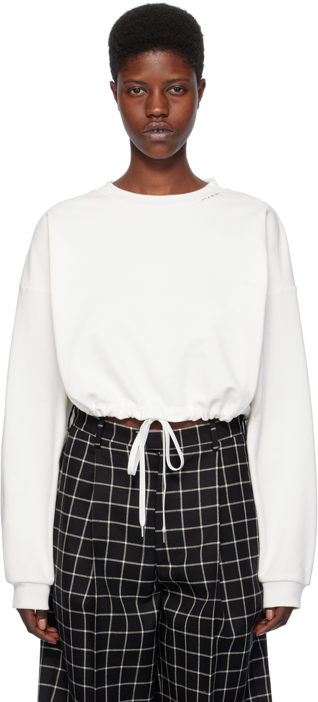 Shop Marni White Drawstring Sweatshirt In 00w02 Natural White