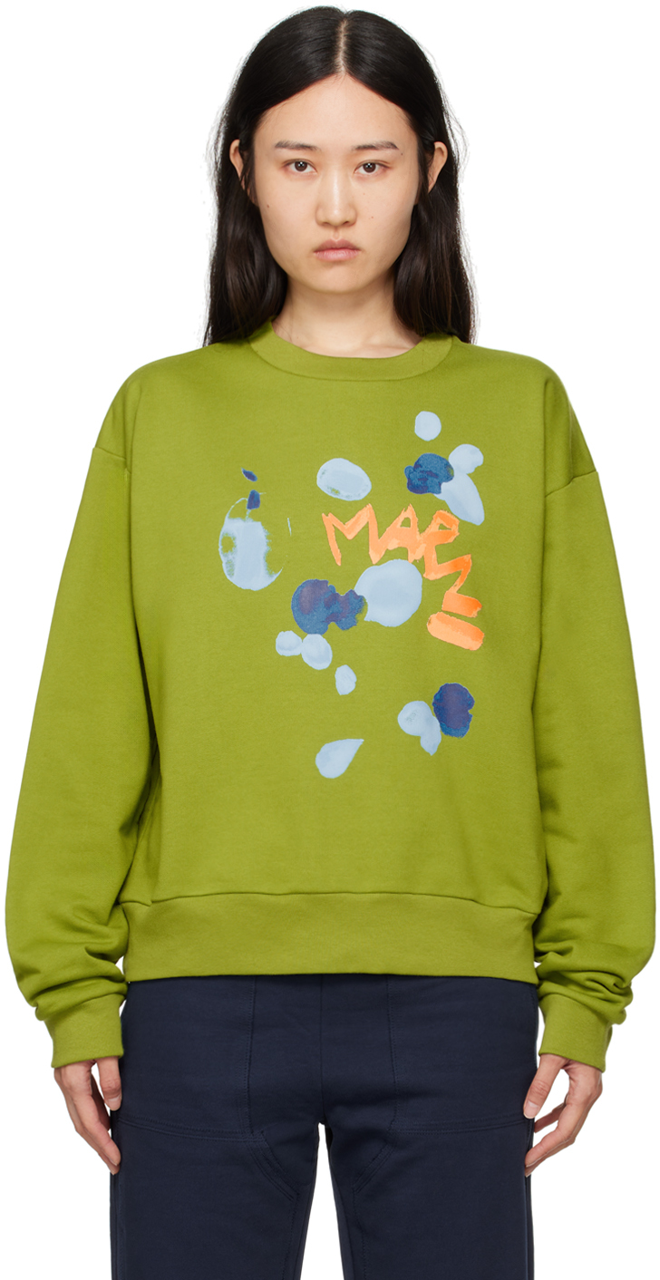 Shop Marni Green Printed Sweatshirt In Dfv40 Kiwi