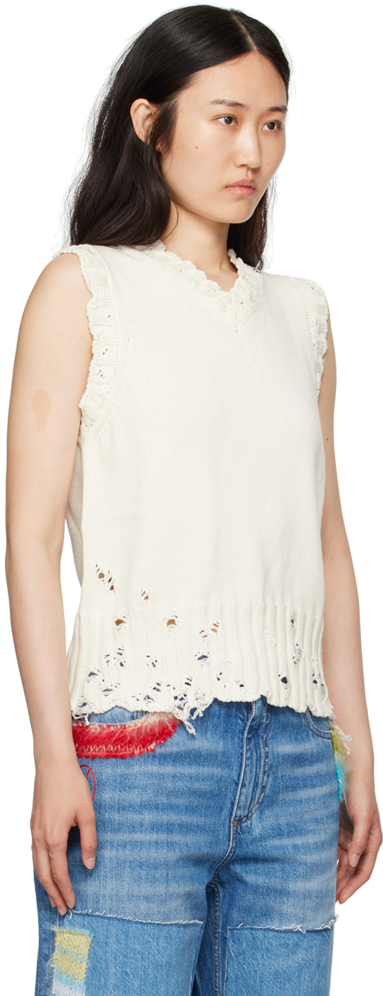 Marni Off-white Dishevelled Vest In 00w01 Lily White