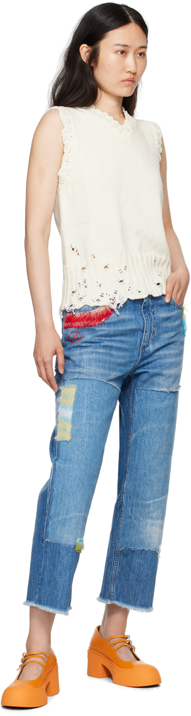 Marni Off-white Dishevelled Vest In 00w01 Lily White