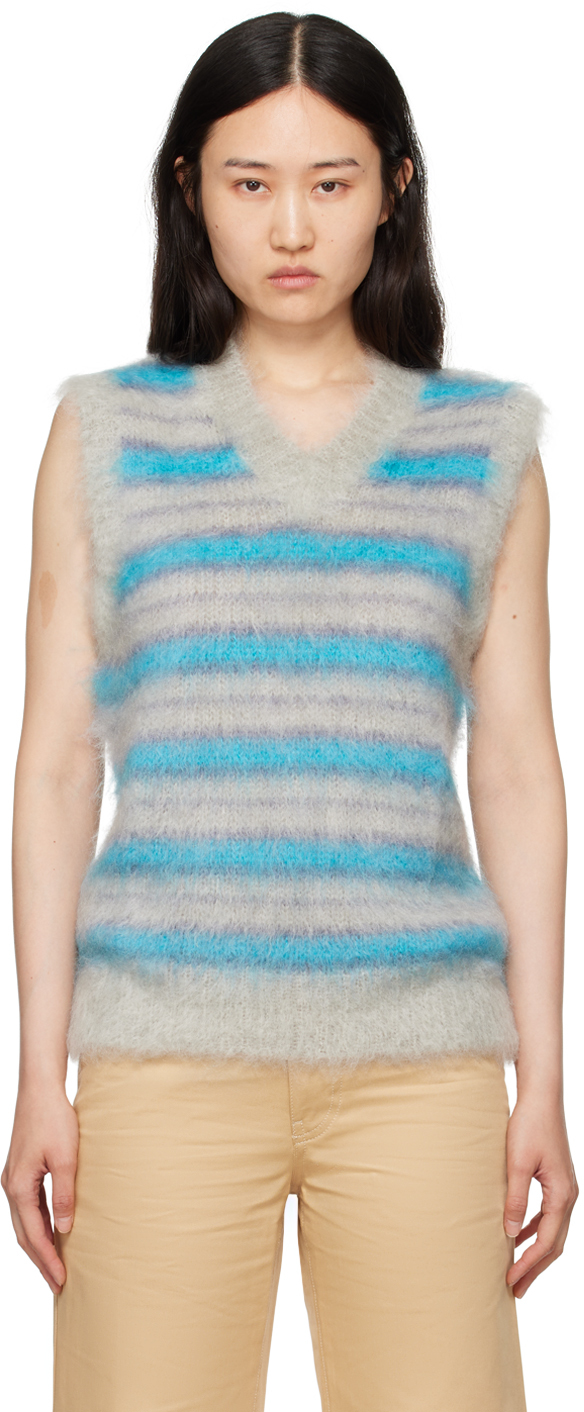 Shop Marni Gray & Blue Iconic Vest In Rgn07 Titanium