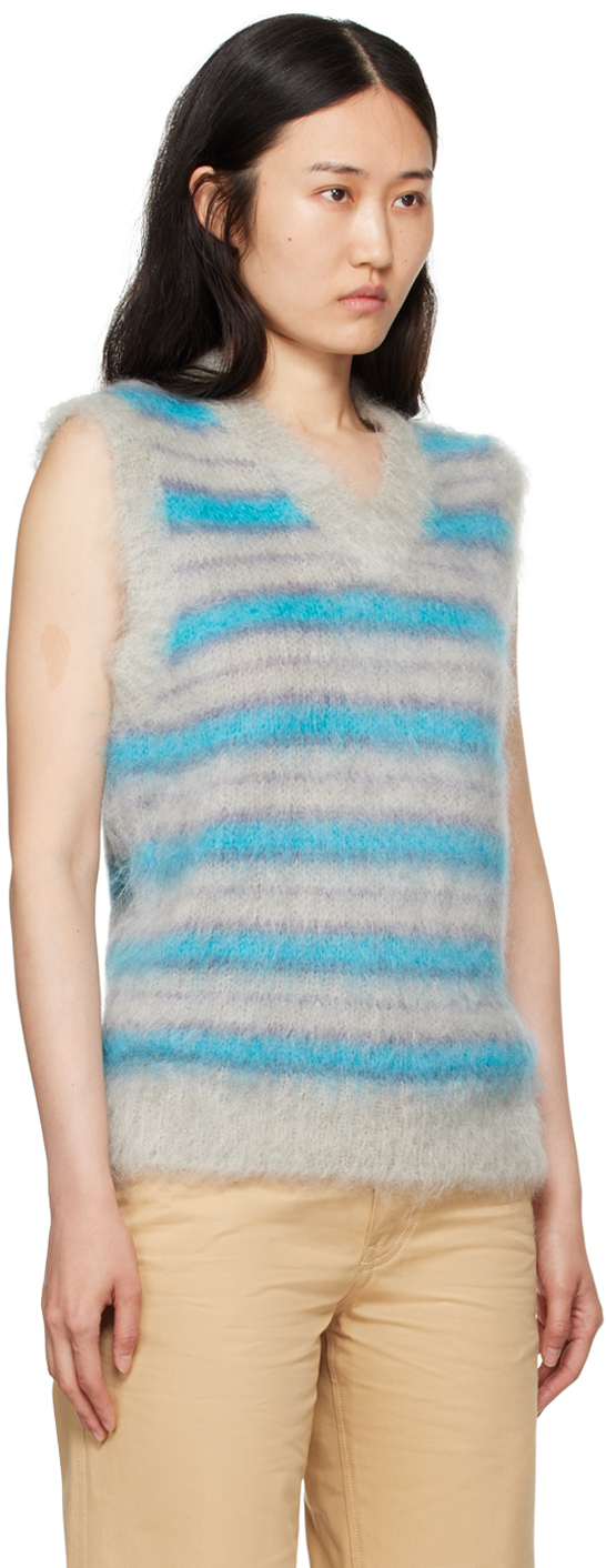 Marni Gray & Blue Iconic Vest In Rgn07 Titanium