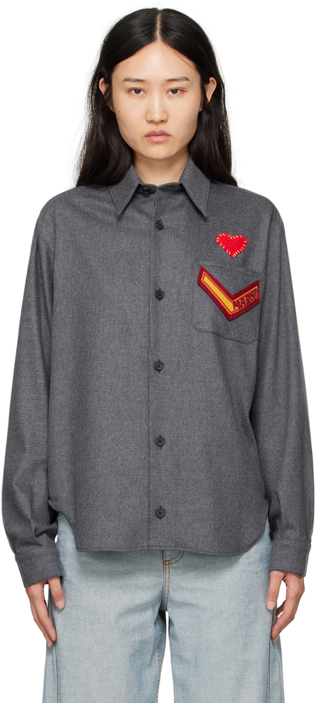 Marni Gray Compact Shirt In 00n80 Granite