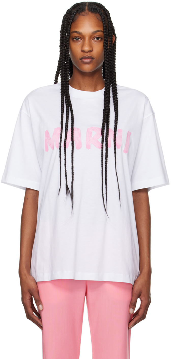 Shop Marni White Boxy-fit T-shirt In L5w01 Lily White