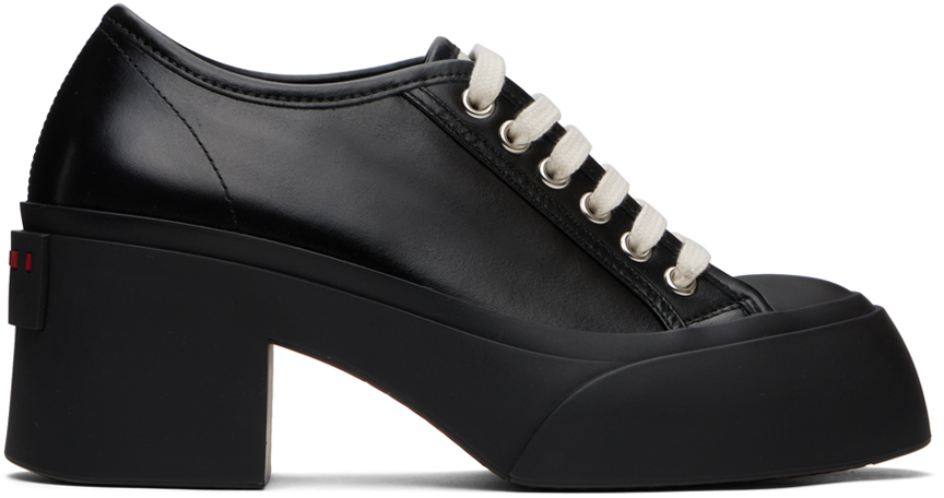 Marni 70mm Leather Platform Trainers In Black
