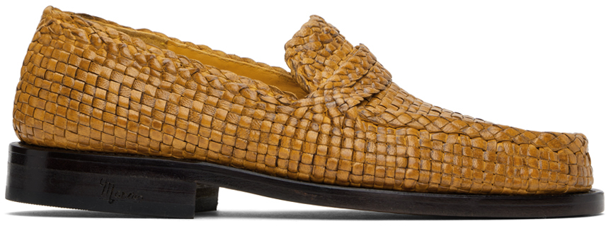直営店☆MARNI☆SALE! ウーブン WOVEN レザー ローファー Marniのオレンジ バスケットウーブン ローファーがセール中