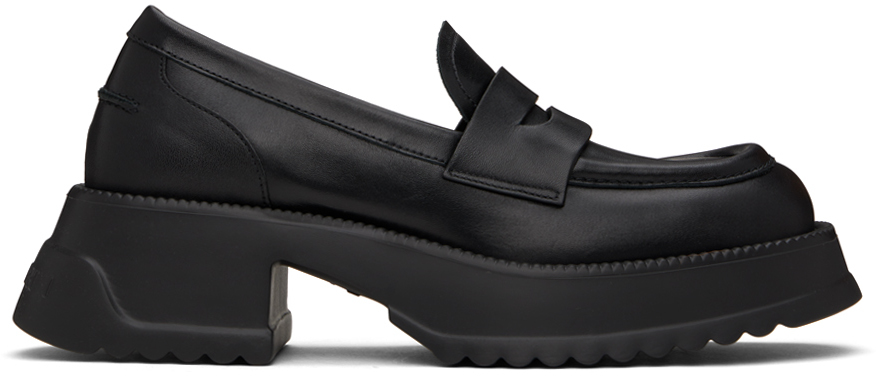 Shop Marni Black Pinched Seam Loafers In 00n99 Black