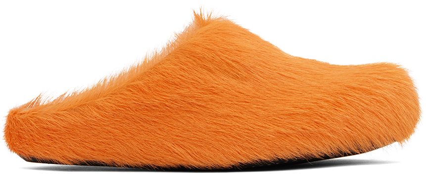 Marni Orange Fussbett Sabot Slip-on Loafers In 00r09 Pumpkin
