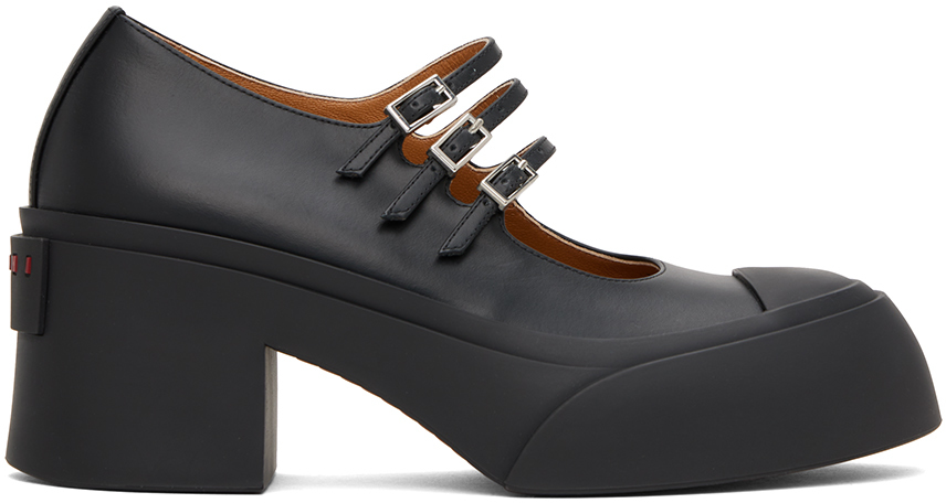 Shop Marni Black Pablo Triple-buckle Mary Jane Heels In 00n99 Black