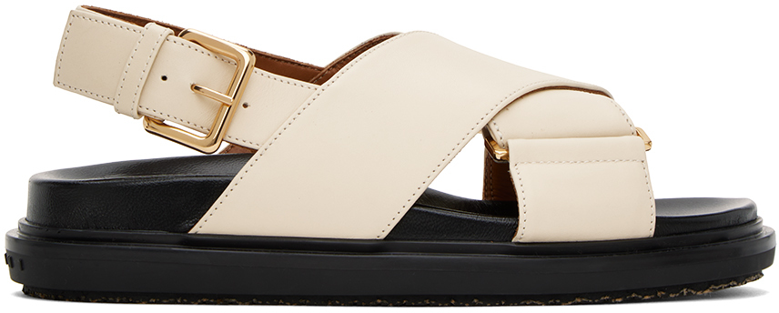 Marni: Off-White Fussbett Criss-Cross Sandals | SSENSE Marni: Off-White Fussbett Criss-Cross Sandals | SSENSE