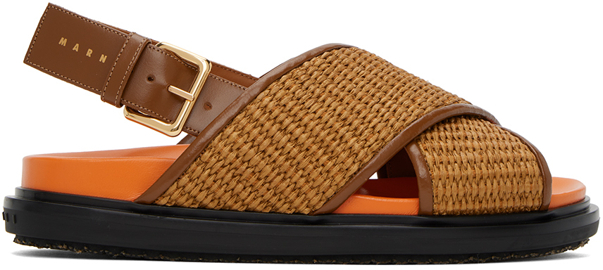 Brown & Orange Fussbett Criss-Cross Sandals