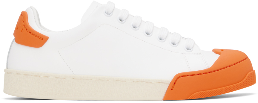 Shop Marni White Dada Bumper Sneakers In Zo527 White / Orange