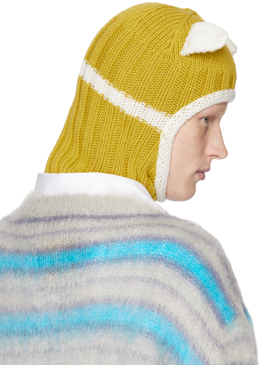 Marni Yellow & Off-white Ears Balaclava In 00y58 Dark Lemmon