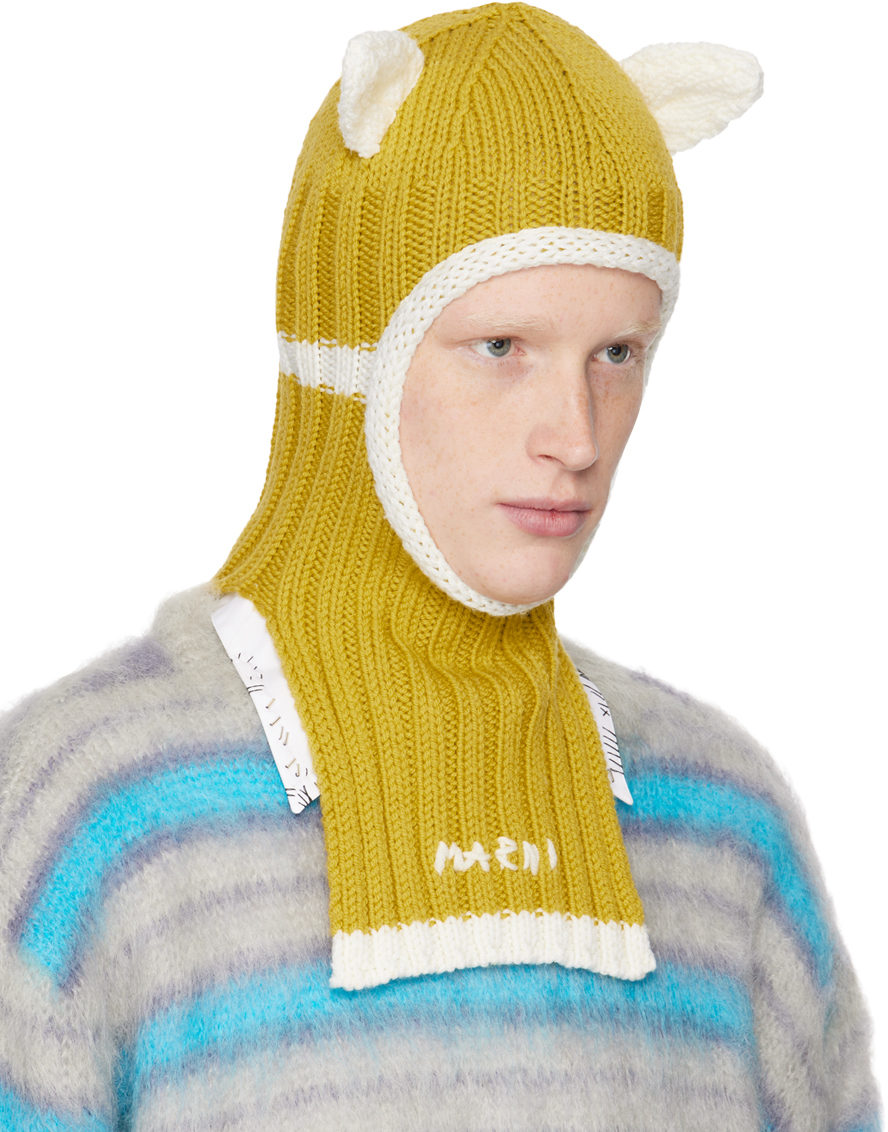 Marni Yellow & Off-white Ears Balaclava In 00y58 Dark Lemmon