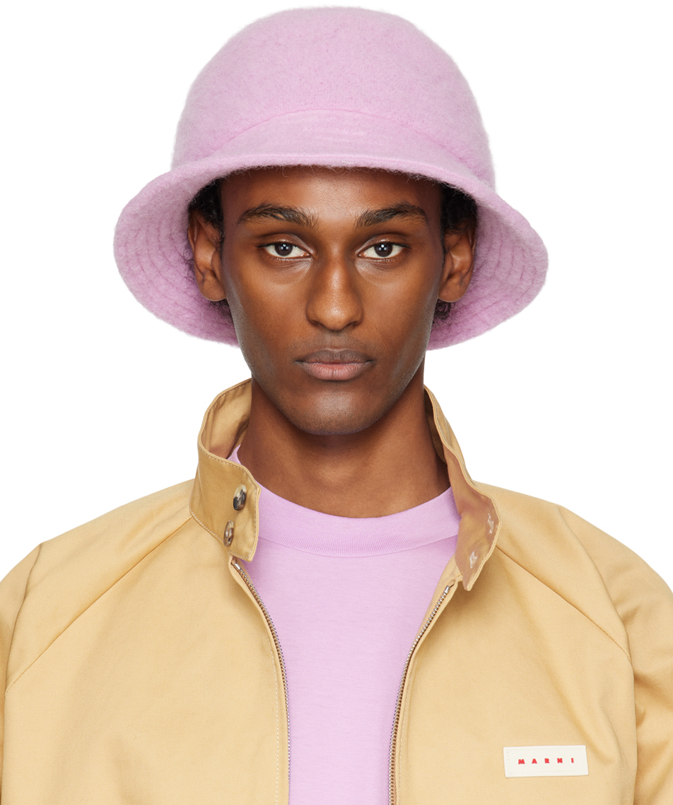 Marni Ssense Exclusive Pink Furry Bucket Hat In 00c22 Mauve