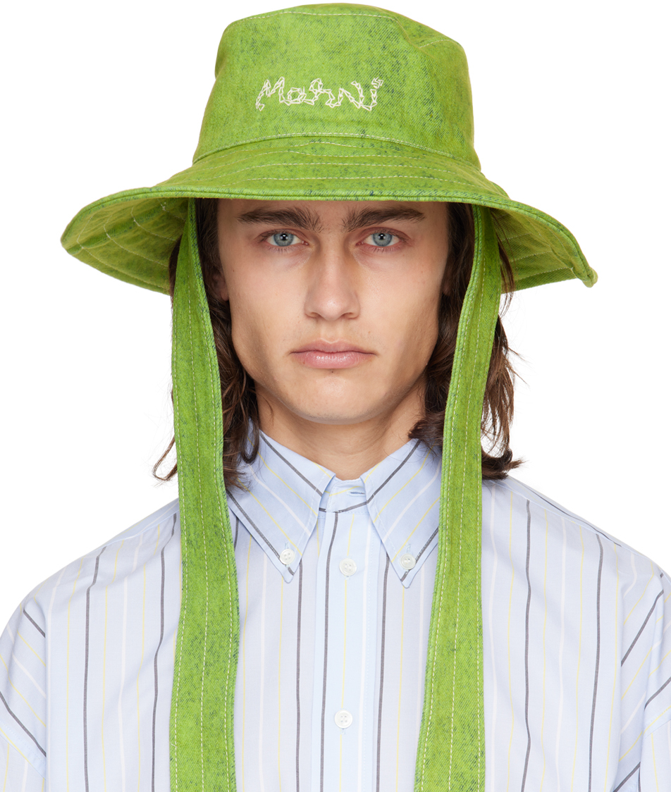 Green Marble Dyed Bleached Bucket Hat