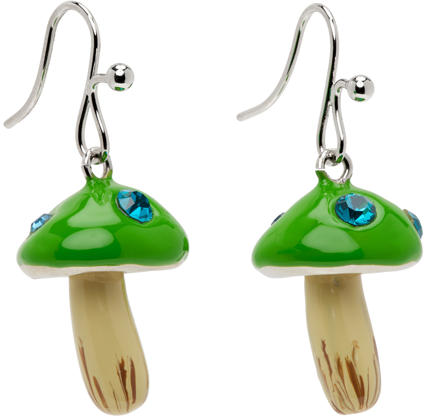 Marni Ssense Exclusive Green Mushroom Earrings In Y9045 Lime