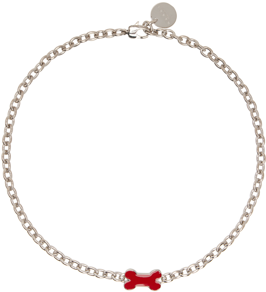 Marni Silver Cable Chain Necklace In 00r66 Red