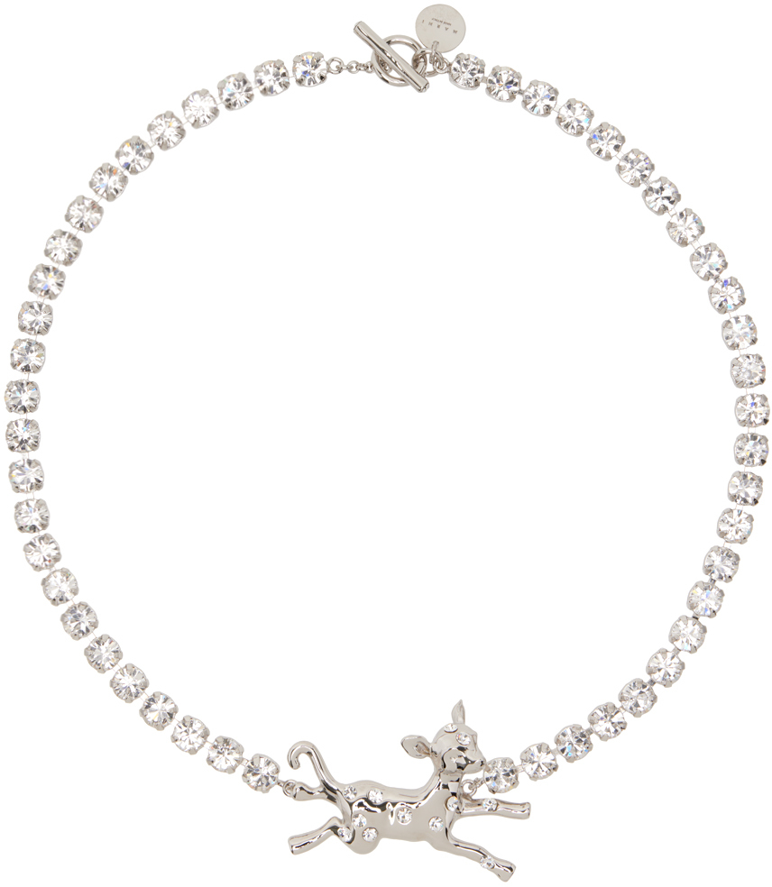 Marni Silver Deer Charm Necklace In 00n29 Palladium