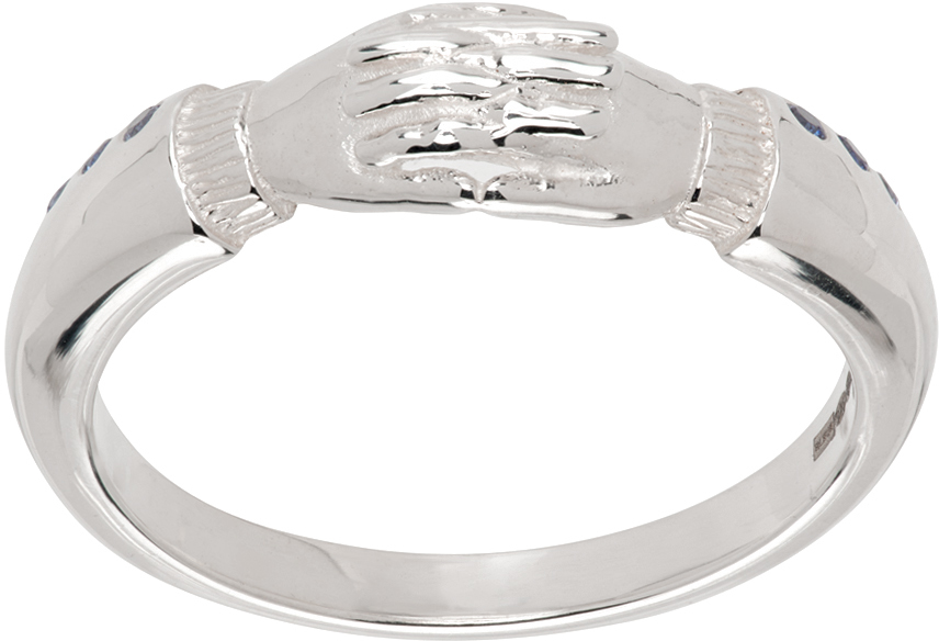 Bleue Burnham Ssense Exclusive Silver Hands Of Thought Ring In Silver (925)