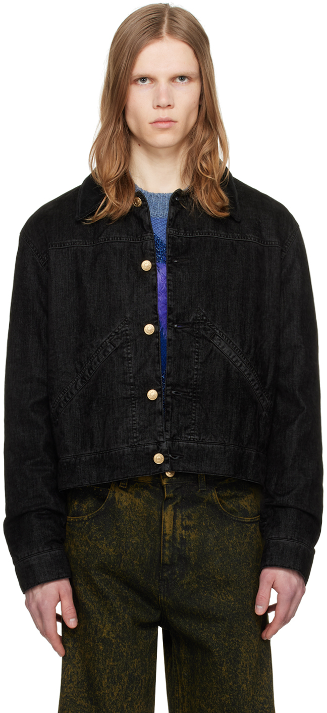 Marni Black Garment-dyed Denim Jacket In Fdn99 Black