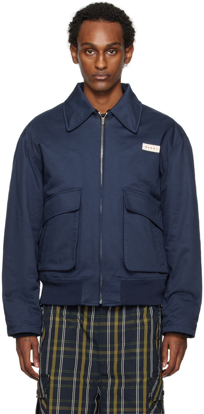Marni Navy Insulated Jacket In 00b80 Ink