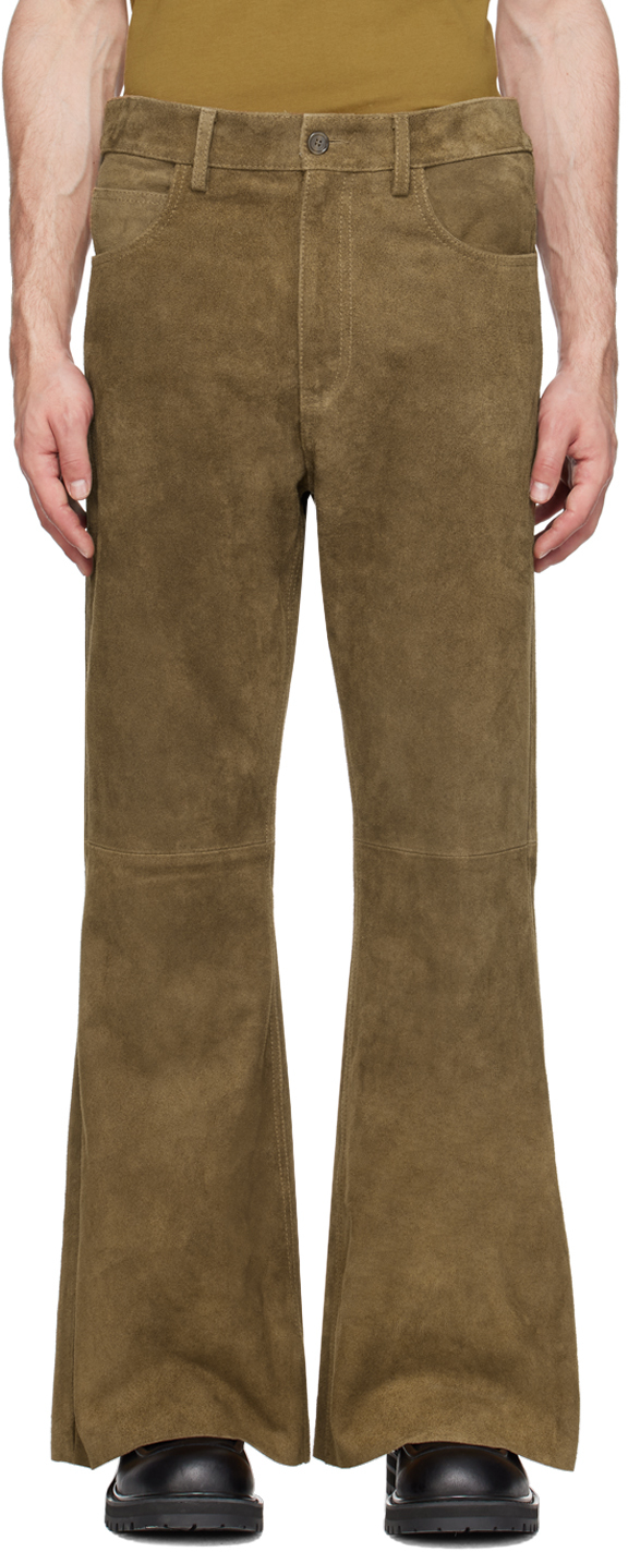 Shop Marni Brown Five-pocket Leather Pants In 00v49 Creta