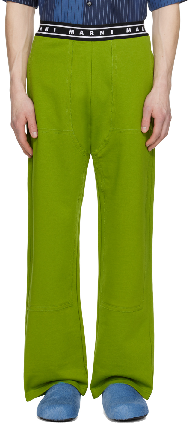 Marni Green Three-pocket Sweatpants In 00v40 Kiwi