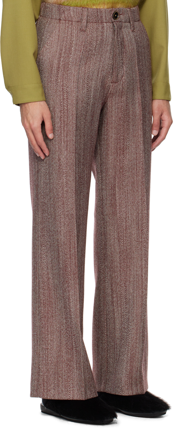 Shop Marni Burgundy Herringbone Trousers In Jqm74 Dark Raisin