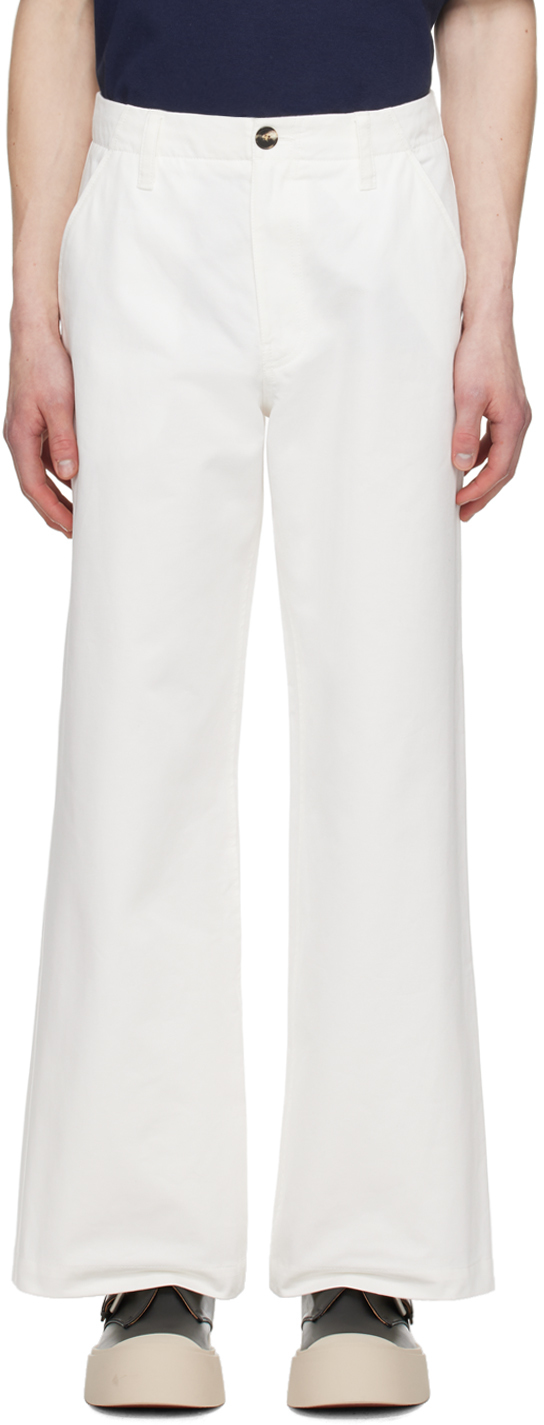 Marni White Flared Trousers In 00w01 Lily White