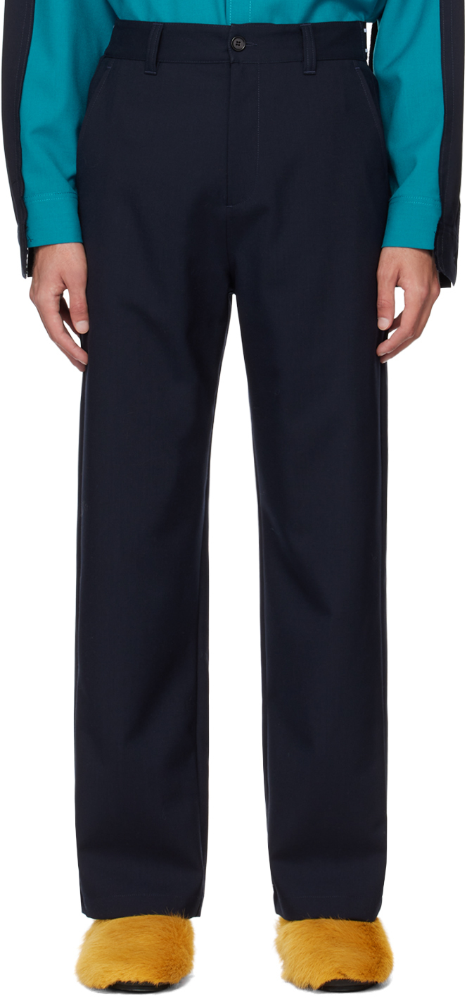 Marni Blue Four-pocket Trousers In 00b99 Blublack