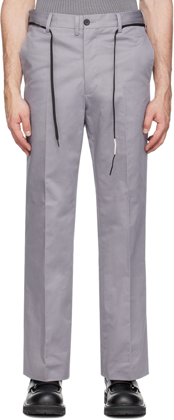 Marni Gray Straight-leg Trousers In 00n30 Mercury